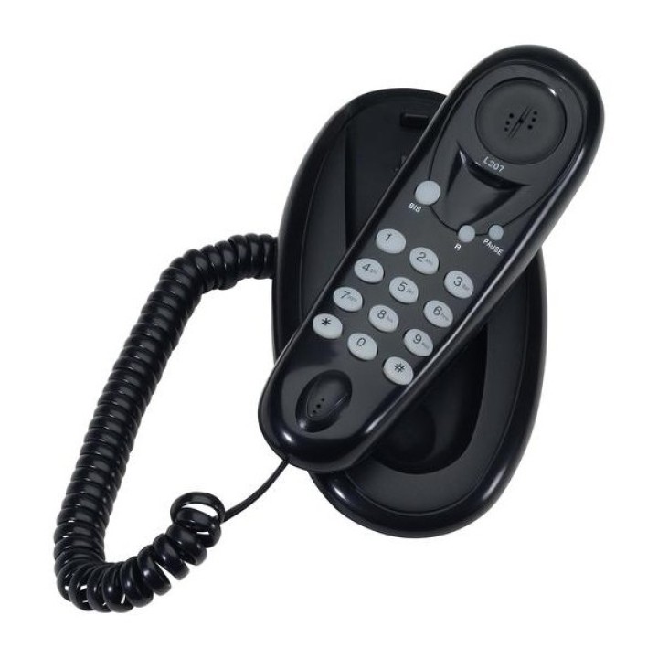 Telefono compatto cablato l207 pop da parete con spina estraibile cavo telefonico pabx logicom - 1
